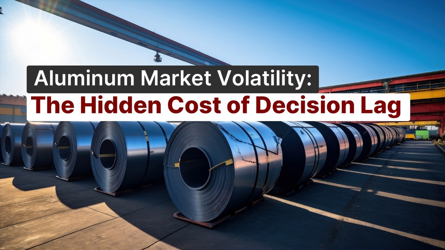 Aluminum coils at an industrial facility illustrating aluminum market volatility and the impact of decision lag on industrial margins.